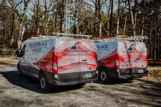 Roland Black service vans parked and ready to roll out in Gastonia, NC