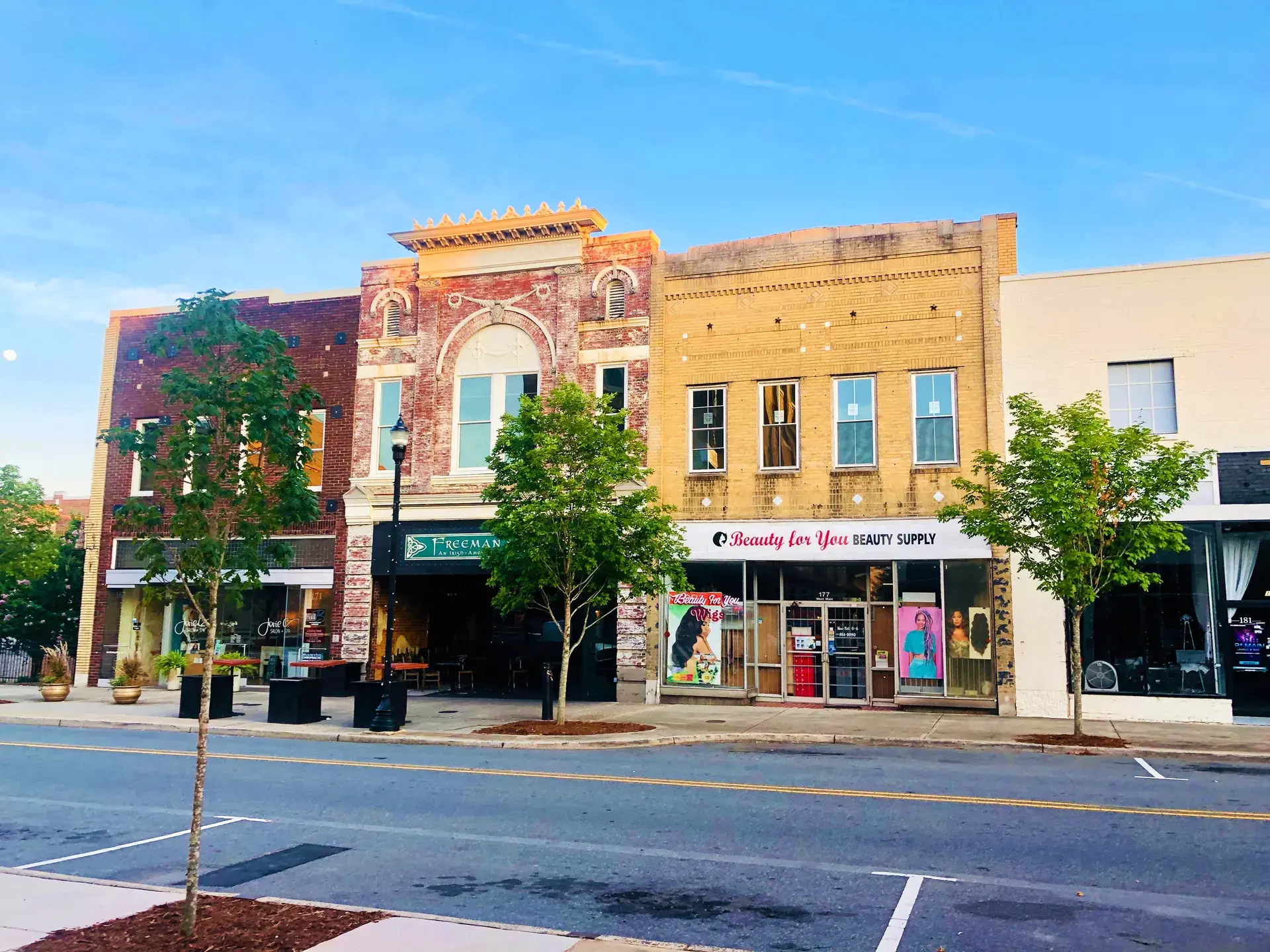 Restored historic brick storefronts in downtown Gastonia, NC Restored historic brick storefronts in downtown Gastonia, NC