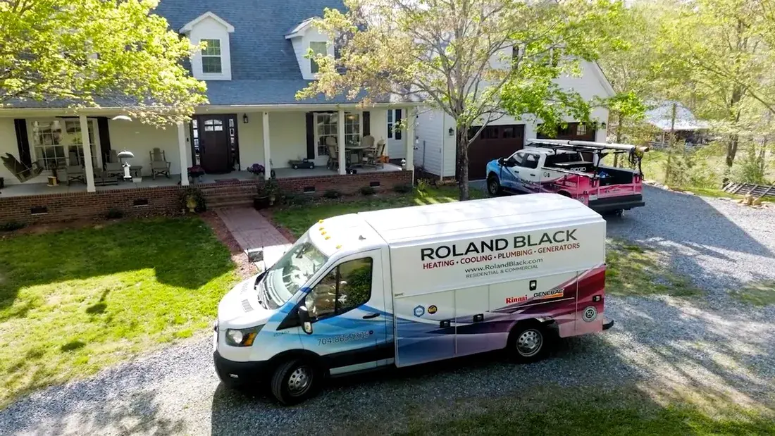 Roland Black service van parked at a customer home, ready for Indian Trail, NC calls Roland Black service van parked at a customer home, ready for Indian Trail, NC calls