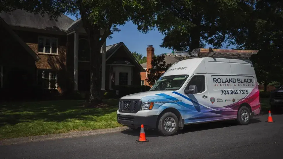 Roland Black service van parked at a home for an EV charger installation in Gaston County, NC Roland Black service van parked at a home for an EV charger installation in Gaston County, NC