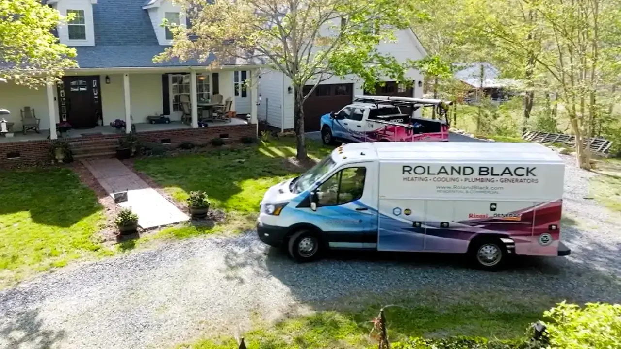 Roland Black service van parked at a Gaston County home for a generator installation Roland Black service van parked at a Gaston County home for a generator installation