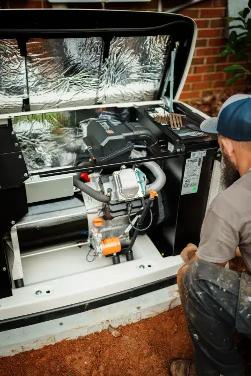 Roland Black technician diagnosing the engine of a standby generator in Gastonia, NC Roland Black technician diagnosing the engine of a standby generator in Gastonia, NC